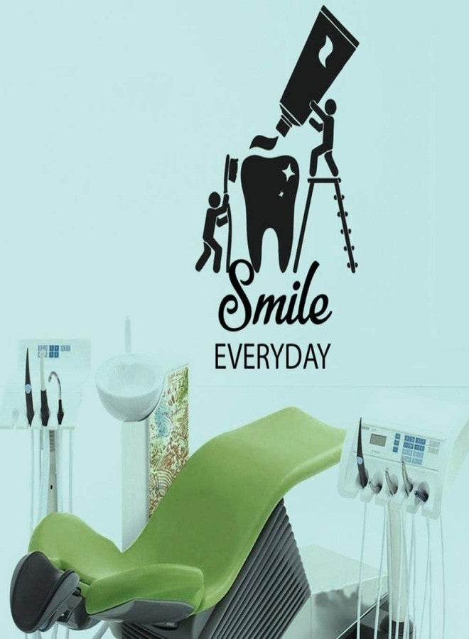 Roonir Dental Wall Stickers for Clinic Dental Care Wall Decals Art Wall Sticker Wall Vinyl Decorative Dental Clinic Everyday Smile Tooth Removable 57X34Cm